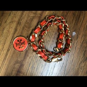 Tory Burch Leather Chain Double Wrap Bracelet
